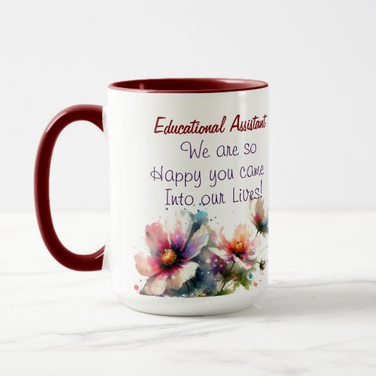 Mug Merci floral Fin de l'année scolaire PERSONNALISER (Gauche)
