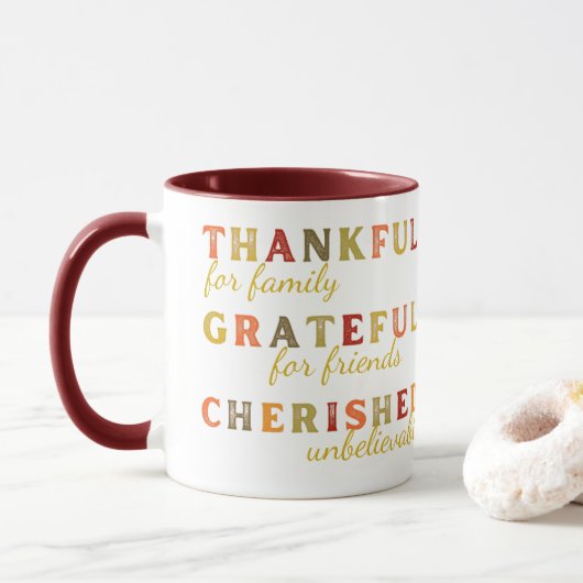 Mug Merci Grateful Amis de Thanksgiving (Avec donut)
