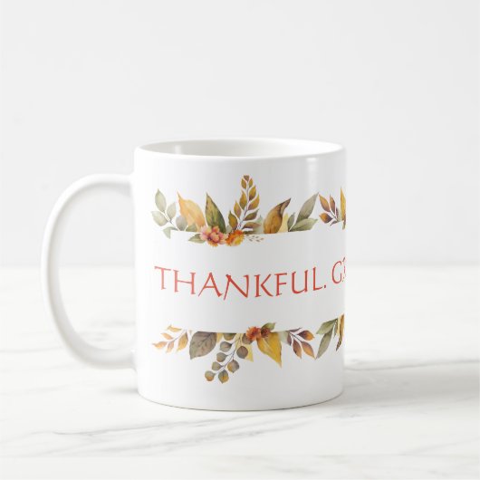 Mug Merci Grateful Blessed Automne Floral Thanksgiving (Gauche)