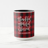Mug Merci Grateful Nom Béni Rouge Plaid Grand (Centre)