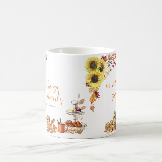 Mug Merci. | Monogramme d'action de grâces aquarelle (Centre)