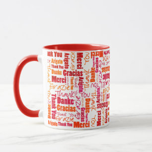 Mug Merci multilingue rouge orange