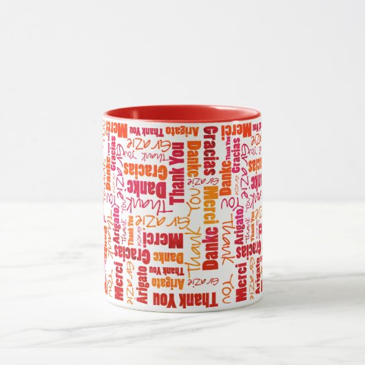 Mug Merci multilingue rouge orange (Centre)