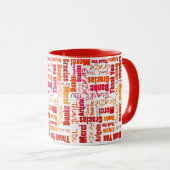 Mug Merci multilingue rouge orange (Devant droit)
