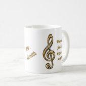 Mug Merci Music Enseignant Gold Clef Appréciation (Devant droit)