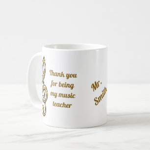 Mug Merci Music Enseignant Gold Clef Appréciation