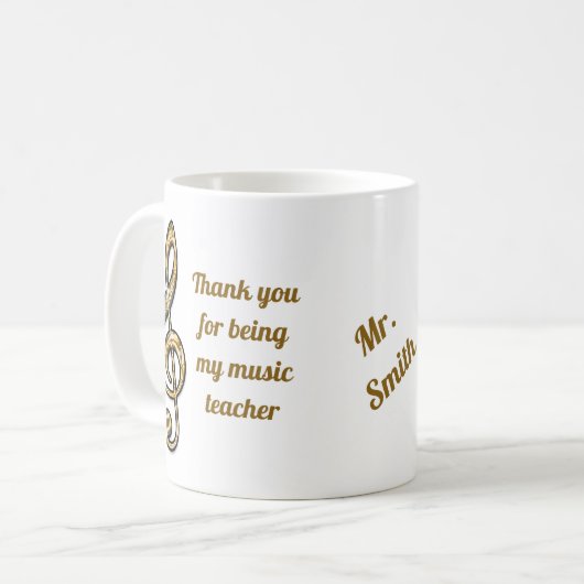Mug Merci Music Enseignant Gold Clef Appréciation (Devant gauche)