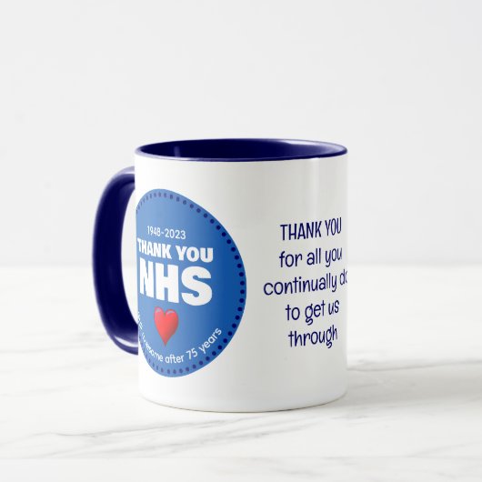 Mug MERCI NHS 75 ans (Devant gauche)