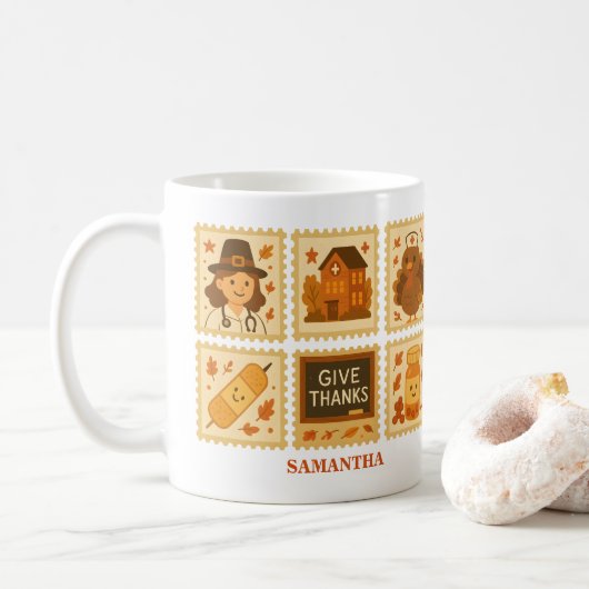 Mug Merci Nurse Collage | Automne (Avec donut)