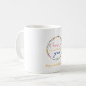 Mug "MERCI POUR AIDER" Floral, cadeau pour les enseign (Devant gauche)
