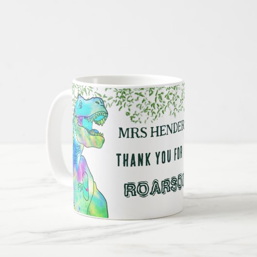 Mug Merci Pour Être Roarsome Nom De L'Enseignant (Devant gauche)