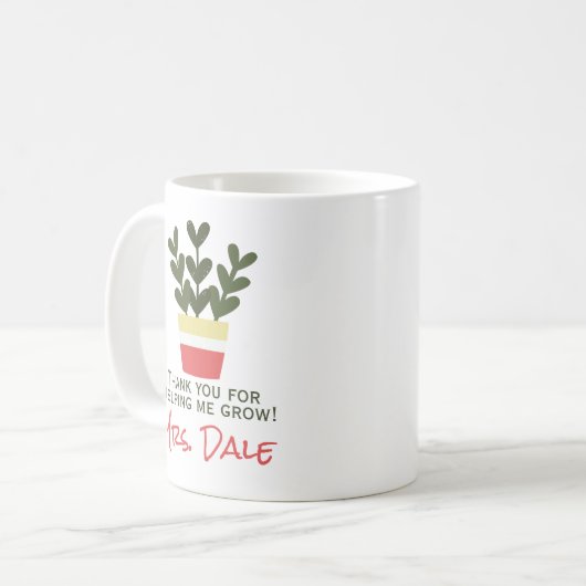 Mug Merci Pour M'Aider À Croître | Enseignant (Devant gauche)
