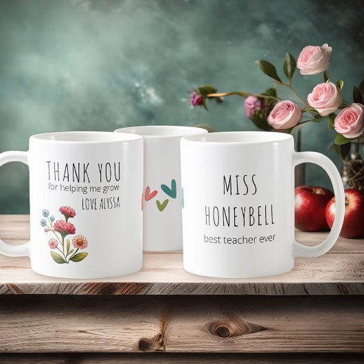 Mug Merci pour m'aider à développer des fleurs Enseign