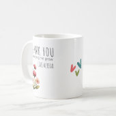 Mug Merci pour m'aider à développer des fleurs Enseign (Devant gauche)