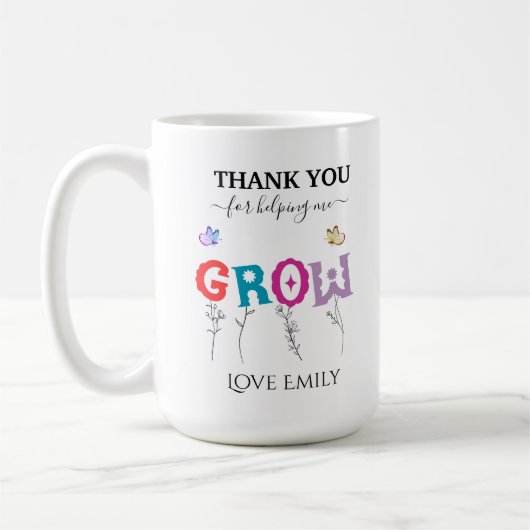 Mug Merci pour m'aider à grandir Appréciation de l'ens (Gauche)