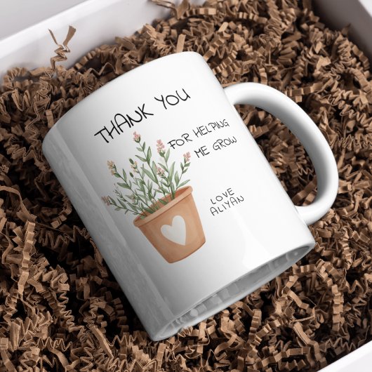 Mug Merci pour m'aider à grandir Plante professeur de