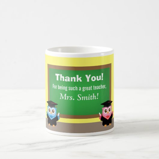 Mug Merci professeur, Adieu de fin d'études, Chouettes (Centre)