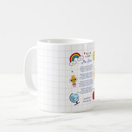 Mug merci professeur Appréciation poème nuage arc-en-c (Devant gauche)