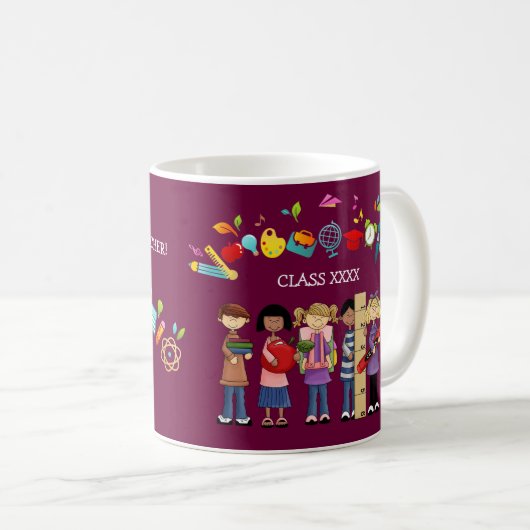 Mug Merci, professeur. Cadeau de nom personnalisé (Devant droit)
