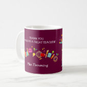 Mug Merci, professeur. Cadeau de nom personnalisé (Devant gauche)