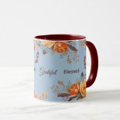Mug Merci reconnaissant béni Floral Thanksgiving (Devant droit)