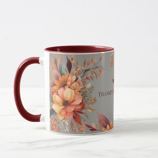 Mug Merci reconnaissant béni FloralThanksgiving (Gauche)