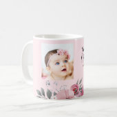 Mug Merci rose doux pour venir! Photo du baptême (Devant gauche)