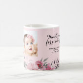 Mug Merci rose doux pour venir! Photo du baptême (Centre)