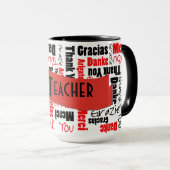 Mug Merci rouge et noir  mot Modèle Cloud (Devant droit)