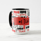 Mug Merci rouge et noir  mot Modèle Cloud (Devant gauche)