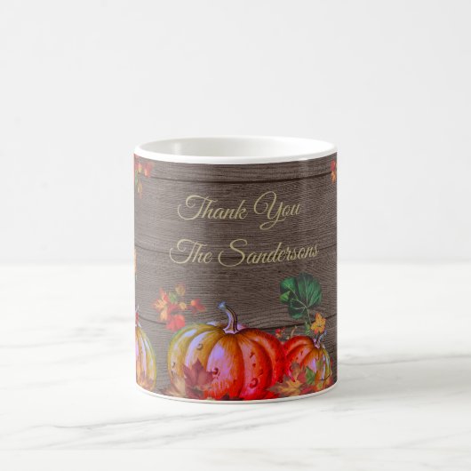 Mug Merci Rustique Orange Citrouille Feuilles D'automn (Centre)