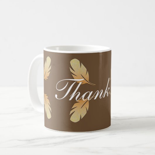 Mug Merci Terre Tone Feather Motif Couleurs d'automne (Devant gauche)