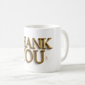 Mug MERCI, texte de couleur or, (Devant droit)