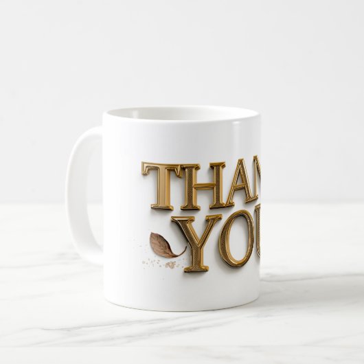 Mug MERCI, texte de couleur or, (Devant gauche)