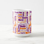 Mug Merci Typographie multilingue violet orange (Centre)