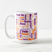 Mug Merci Typographie multilingue violet orange (Gauche)