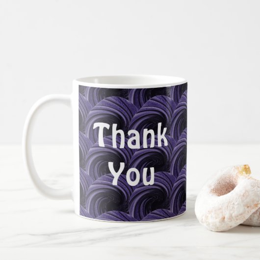 Mug Merci violet noir moderne Art Appréciation (Avec donut)