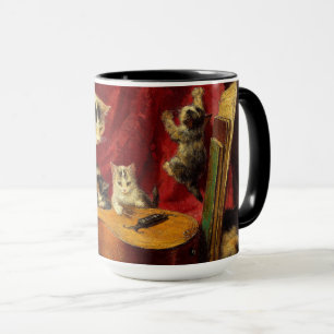Mug Mère Chat et chatons Jouer avec la guitare