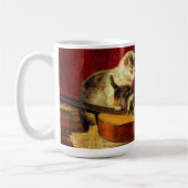 Mug Mère Chat et chatons Jouer avec la guitare (Gauche)