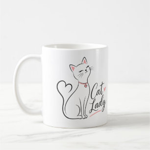Mug Mère Chat Noir Élégante Queue en Forme de Cœur Dam