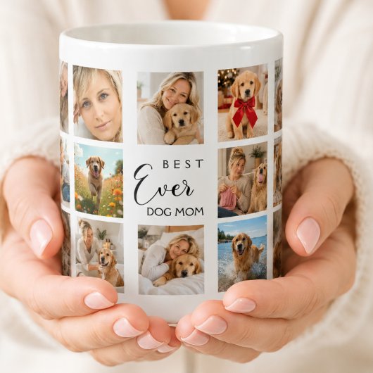 Mug Mère chienne maman photo collage blanc noir