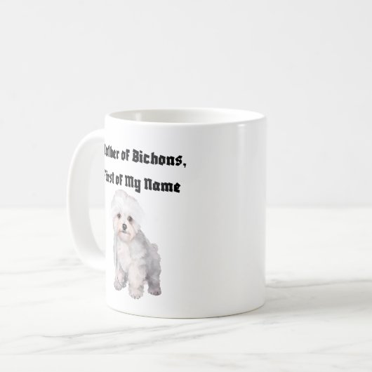 Mug Mère de Bichons, Prénom de mon nom (Devant gauche)
