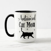 Mug Mère de chat antisociale Chat noir Étoiles Drôle S (Gauche)