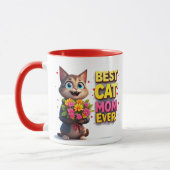 Mug Mère de chat fière avec un joli chat aux fleurs 🐱 (Gauche)