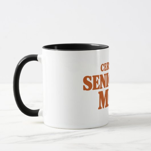 Mug Mère de chat senior certifiée – Typographie drôle (Gauche)