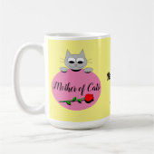 Mug Mère de Chats Adorable Chat Gris avec Rose Rouge (Gauche)