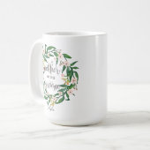 Mug Mère de la chambre, Calligraphie, couronne florale (Devant gauche)