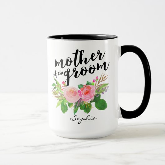 Mug Mère de la chambre d'aquarelle Floral Personnalisé (Droite)