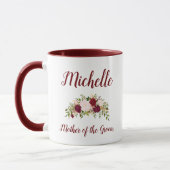 Mug Mère de la Groom Marsala Mariage floral rose (Gauche)