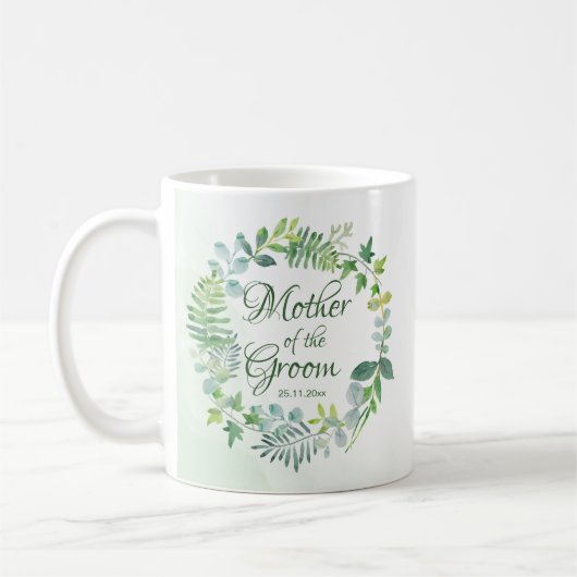 Mug Mère De La Groom Verdure Wreath Aquarelle (Gauche)